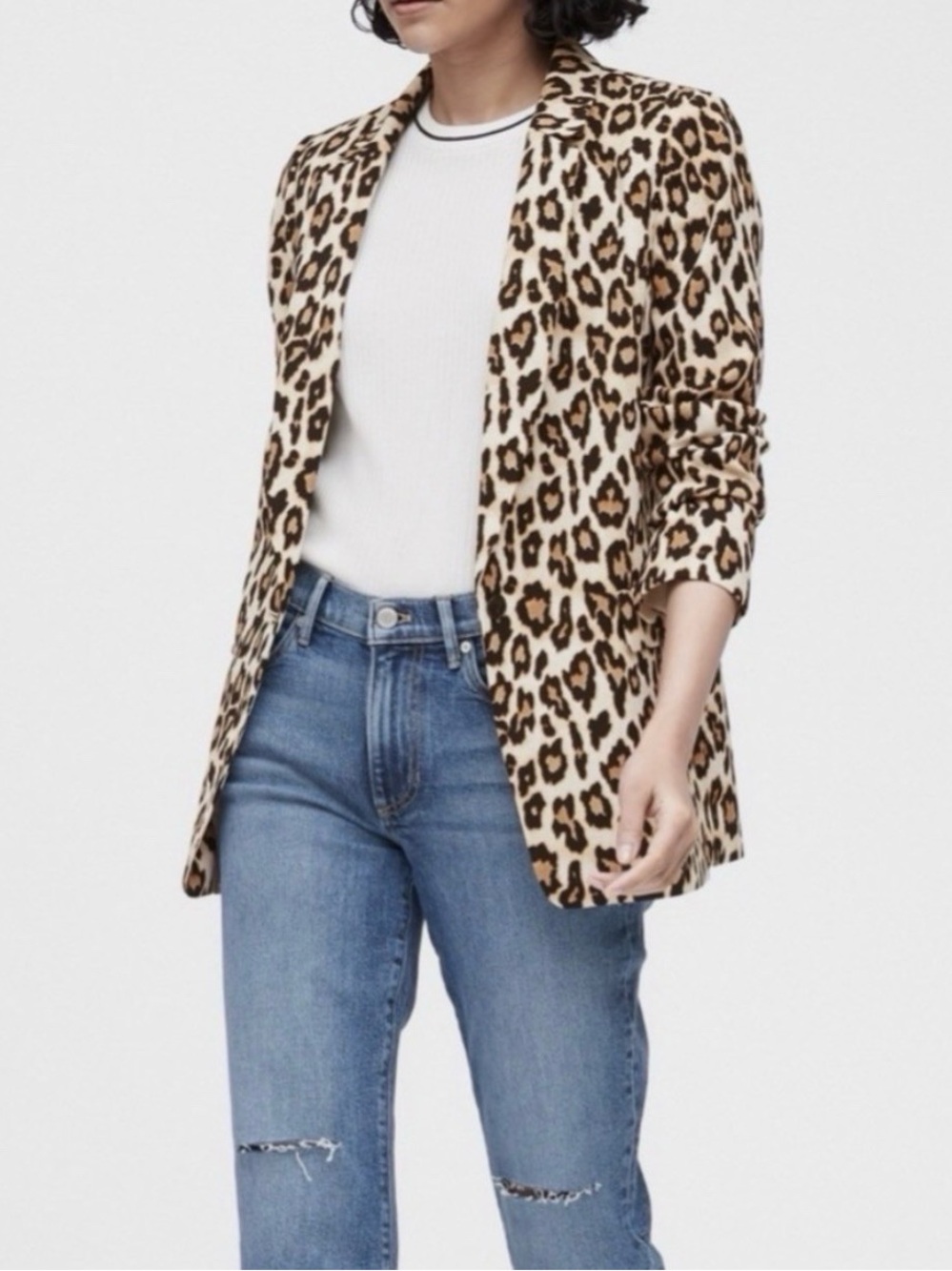 Banana Republic Leopard-Print Blazer in Beige and Brown